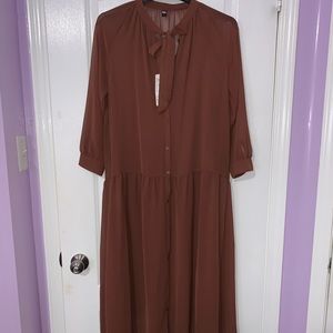 Uniqlo Chiffon Bow Tie Long Sleeve Dress